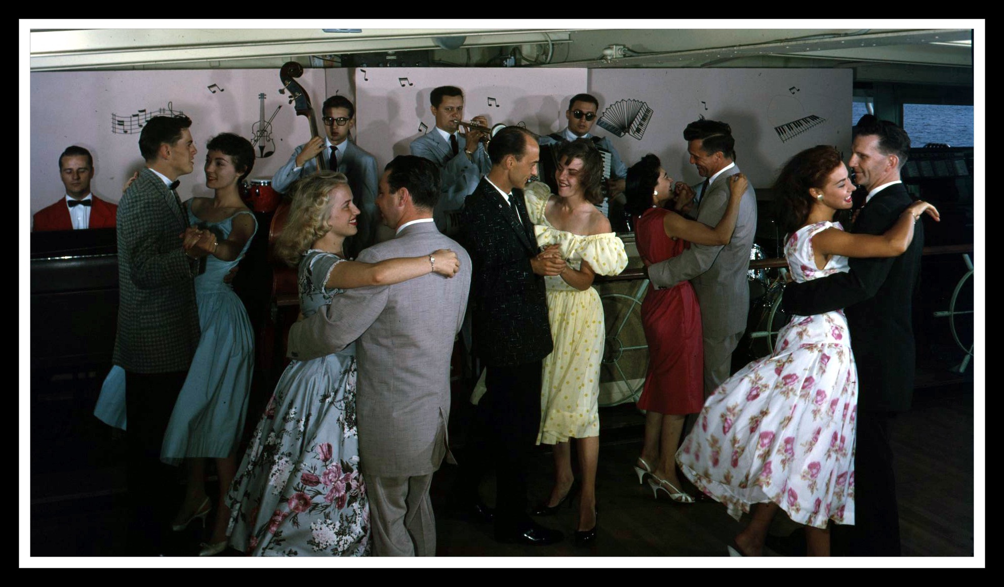 historical photo from a dance aboard the ship